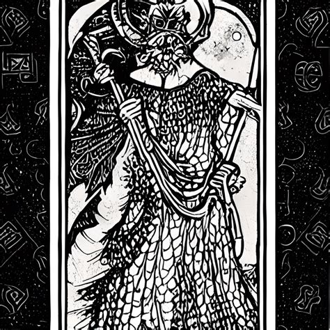 Digital Graphic Tarot Card Coloring Page Black and White · Creative Fabrica