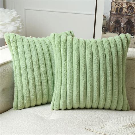 Miulee Set Of Plush Velvet Cushion Covers Soft Modern Faux Fur Pillow