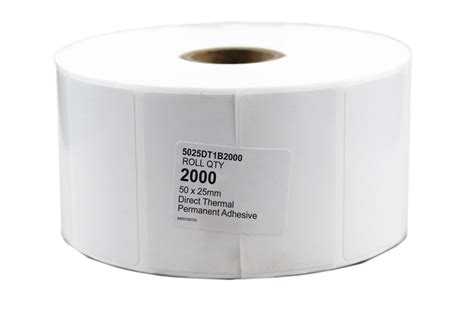 50x25mm Direct Thermal Permanent Label 2000 Per Roll 38mm Core Thermal Labels