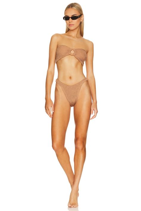 Hunza G Gloria Bikini Set In Metallic Cocoa Revolve