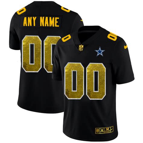 Dallas Cowboys Custom Men's Black Nike Golden Sequin Vapor Limited NFL ...