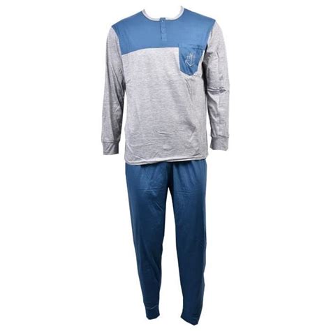 Pyjama Homme Long Eco Gris Ozabi Tailles M Xxxl Confortable Et