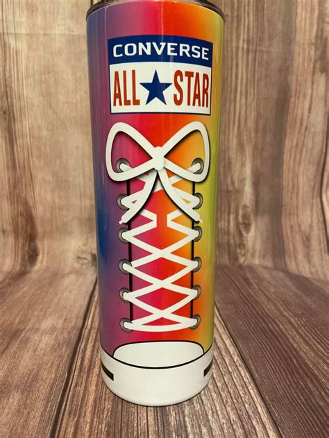 Rainbow Converse 20oz Skinny Tumbler Etsy