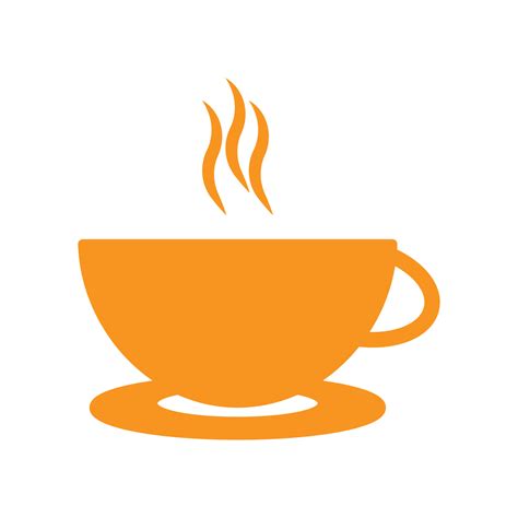 Eps10 Orange Vector Coffee Cup With Hot Steam Or Smoke Icon Isolated On