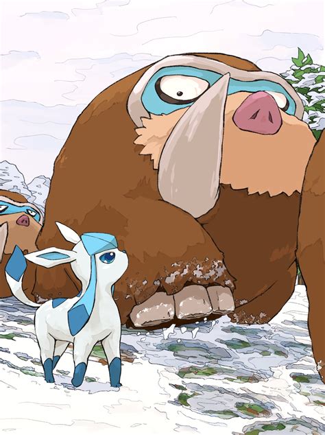 Glaceon And Mamoswine Pokemon Drawn By Aomon Yuuji7604 Danbooru