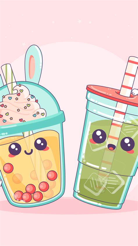 Kawaii Bubble Tea Wallpaper K Kawaii Boba Tea Cute Tea Cups