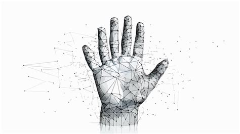 Abstract Geometric Wireframe Hand Holding Service Icon Premium Ai