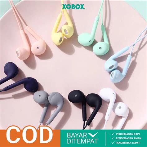 Jual Earphone U Handsfree Headset Macaron Extra Bass Mate Color