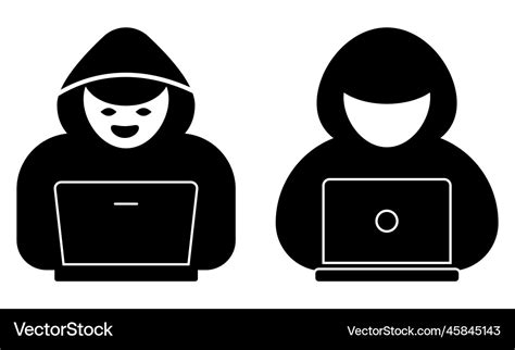 Hacker With Laptop Icons Royalty Free Vector Image