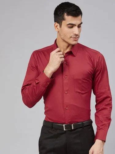 Plain/Solid Red Cotton Men Formal Shirt, Full Sleeves at Rs 400 in Mumbai