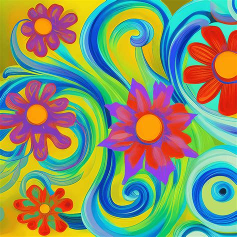 Whimsical Bright Flowers Graphic Painting · Creative Fabrica