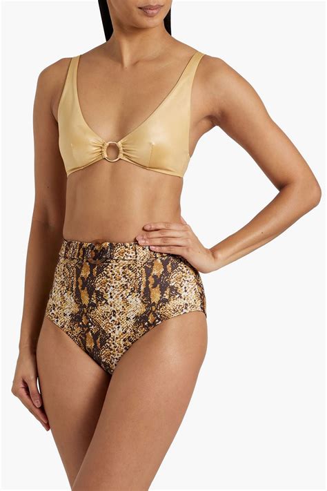 FAITHFULL Goa Belted Snake Print High Rise Bikini Briefs THE OUTNET
