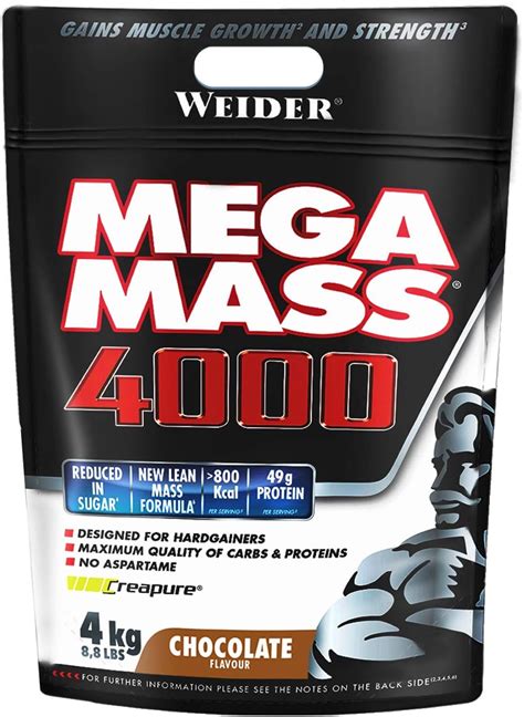 Weider Mega Mass 4000 4kg Chocolate Flavour Mass Gainer With High