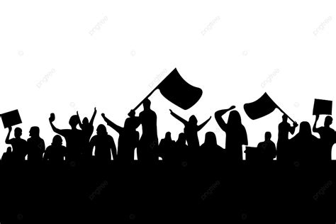 Protest Crowd Silhouette Png Free People Crowd Protest Strike