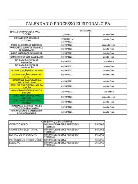 Calendario Cipa 2021 2022 Pdf Eleições Eventos Políticos