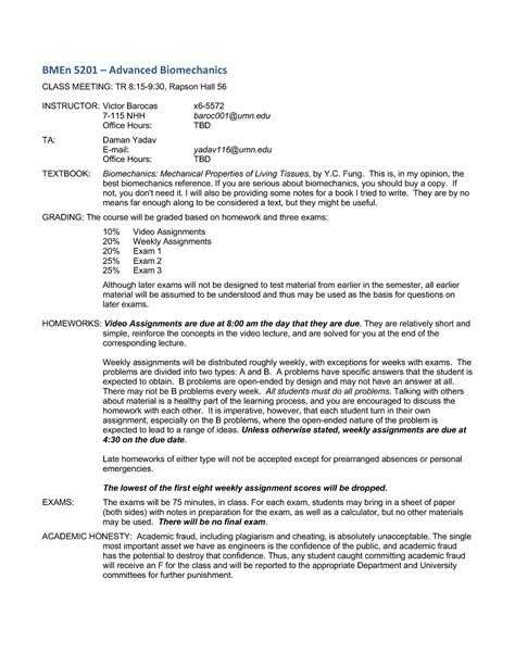 5201 Course Info 2022 BMEn 5201 Advanced Biomechanics CLASS