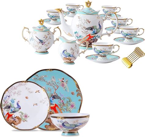 Acmlife Bone China Tea Set 21 Piece Bone China Coffee