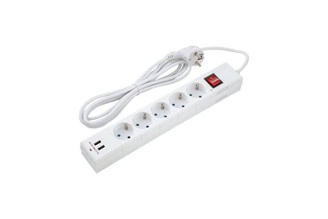 Сетевой фильтр с заземлением duwi 5 гнезд, ПВС, 3x0.75, белый, 3м, с ...