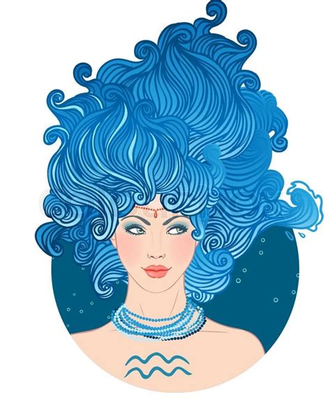 Illustration Of Aquarius Astrological Sign As A Beautiful Girl Vector