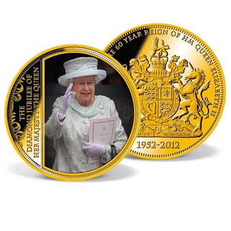 Queen Elizabeth II Diamond Jubilee Commemorative Coin | Gold-Layered | Gold | American Mint