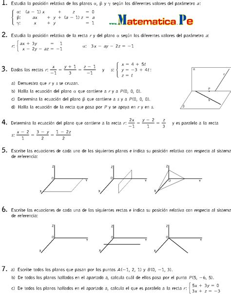 Posiciones De Rectas Y Planos Ejercicios Resueltos Matematicas 2 Bachillerato Pdf