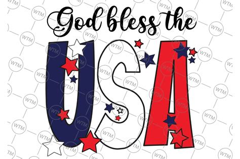 God Bless America Svg 4th Of July Svg Usa Cross Red White Blessed