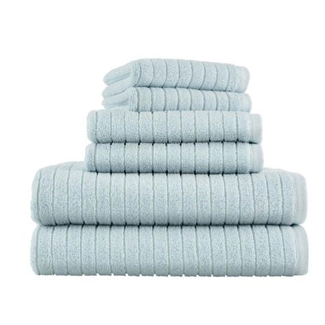 Stylewell Quick Dry Cotton Crystal Bay Blue Ribbed Piece Bath Towel