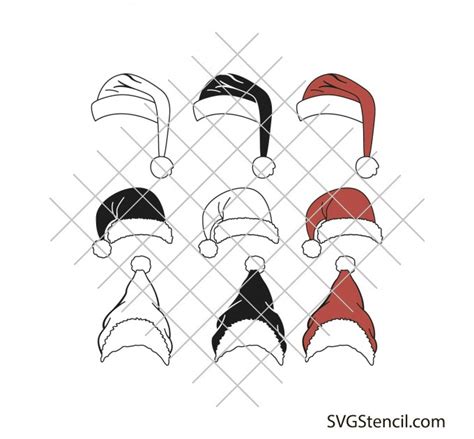 Santa hat svg | Christmas hat svg | Santa hat clipart - SVGStencil