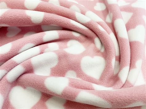 Cuddle Fleece Fabric Pink And White Love Heart Super Soft Etsy Uk