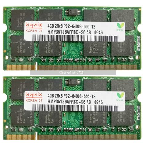 Hynix 8gb 2x4gb Pc2 6400 Ddr2 800mhz Laptop Memory Sodimm Lifetime