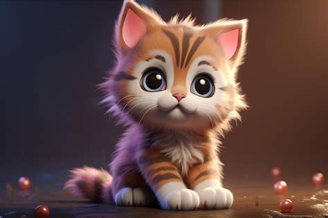 Premium Ai Image Cute Kitten Character 3d