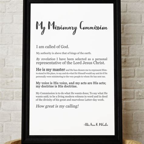 My Missionary Commission Lds Mormon Missionary Print Etsy