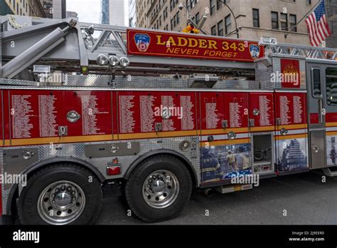 New York New York May 22 Fdny Fire Truck Ladder 343 In Honor Of