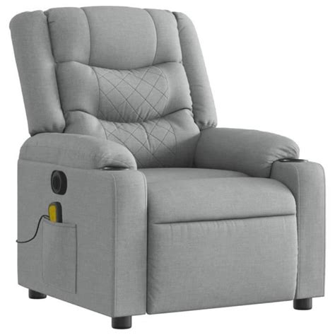 KIT Fauteuil de massage inclinable électrique gris clair tissu