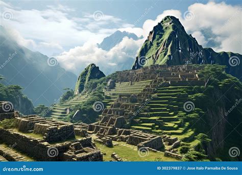 Iconic Incan Ruins Of Machu Picchu In Peru Stock Illustration