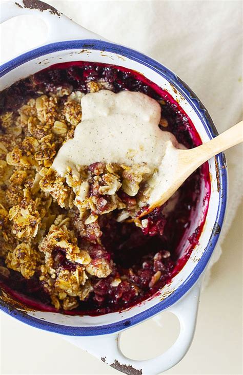 Apple Plum And Blackberry Crumble With Vanilla Cashew Cream Sprinkle