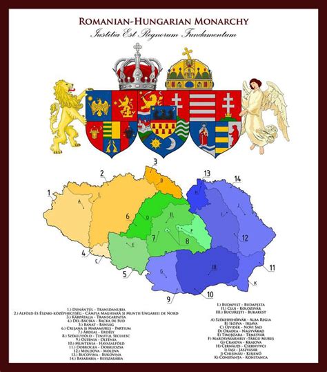 Coat Of Arms And Map Of The Proposed Dual Monarchy Of Romania And