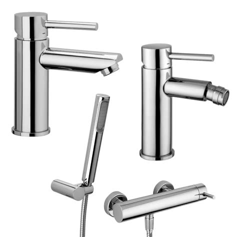 Set Miscelatore Lavabo E Bidet Con Esterno Doccia Cromato Stick Di