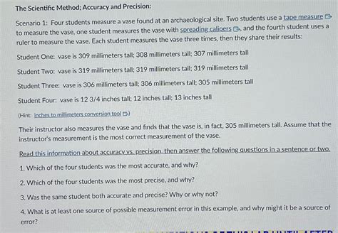 Solved The Scientific Method; Accuracy and | Chegg.com 