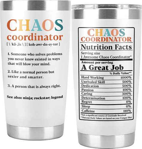 Amazon White Chaos Coordinator Tumbler Gifts For Women