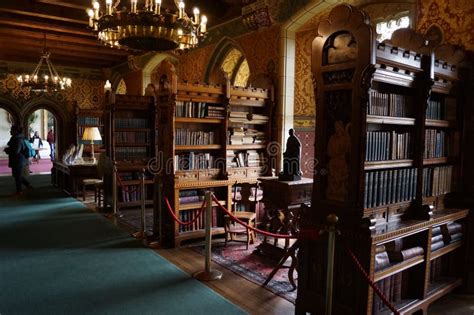 Interior of Cardiff Castle, Wales (UK): the Shelves of the Library Editorial Stock Image - Image ...