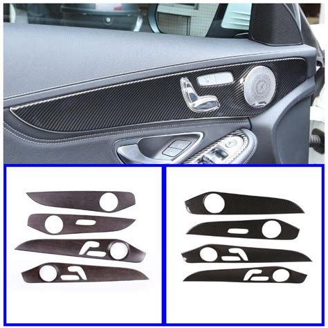 Abs Carbon Fiber Door Panel Trim Seated Adjusment Switch Cover For Mercedes Benz C Class W205