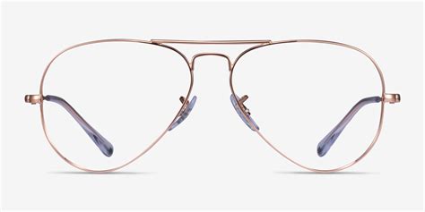 Ray Ban Aviator Metal Ii Aviator Rose Gold Frame Eyeglasses