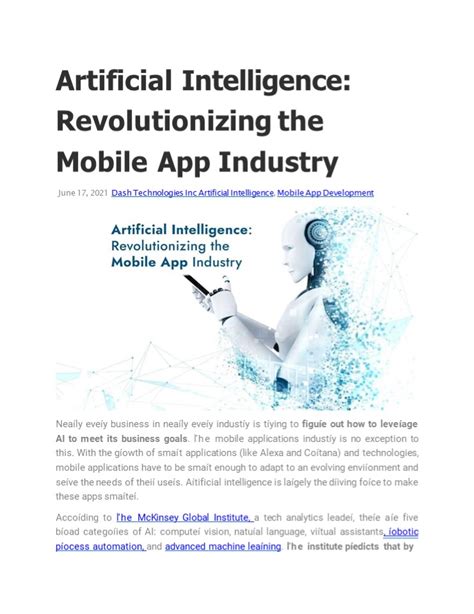 Ppt Artificial Intelligence Revolutionizing The Mobile App Industry Powerpoint Presentation