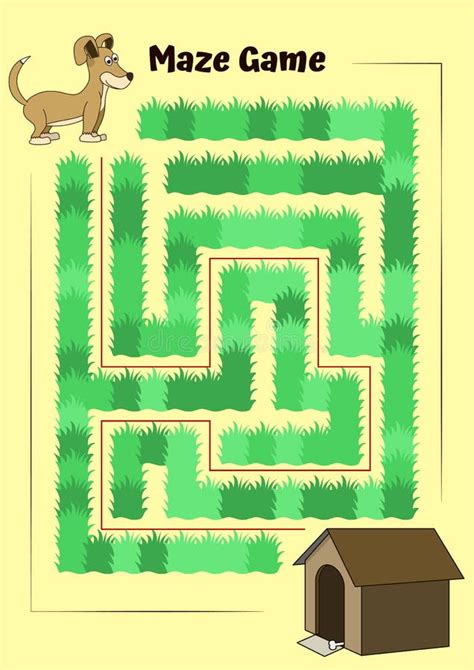 Dog And Doghouse Maze Educational Game For Children Stock Vector