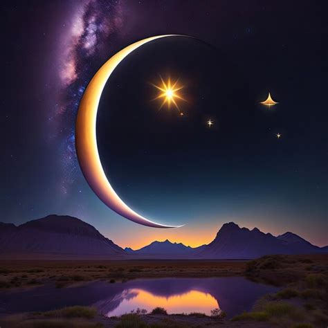 Premium Photo Night Scene With A Crescent Moon And Stars