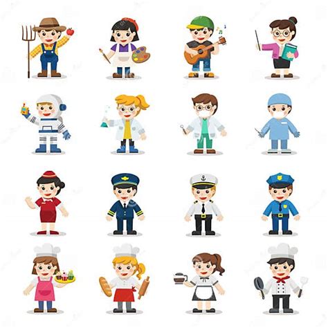 Kid Set Of Different Professions Stock Vector Illustration Of