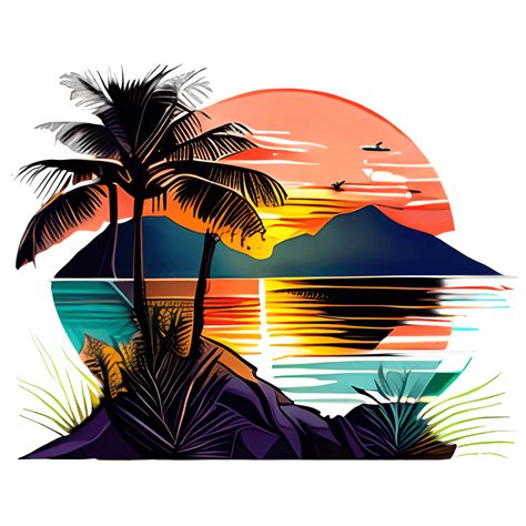 Tropical Sunset Painting · Creative Fabrica