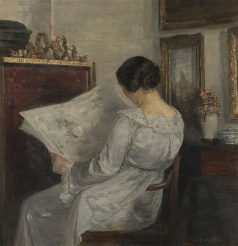 Woman Reading The Newspaper Painting Carl Vilhelm Holsøe Oil Paintings