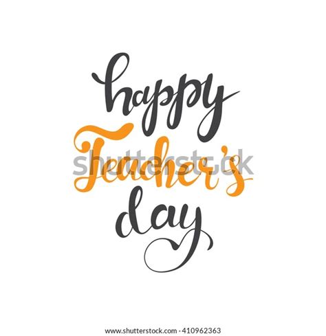 Happy Teachers Day Hand Lettering Card Vector De Stock Libre De